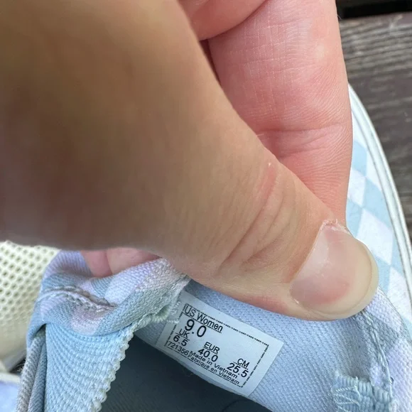 Vans Baby Blue and White Checkered Slip-On sneakers - Picture 2 of 3